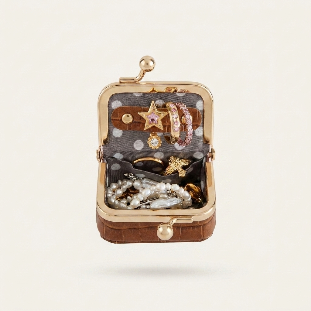 Mini Jewelry Pouch Coffee Croc