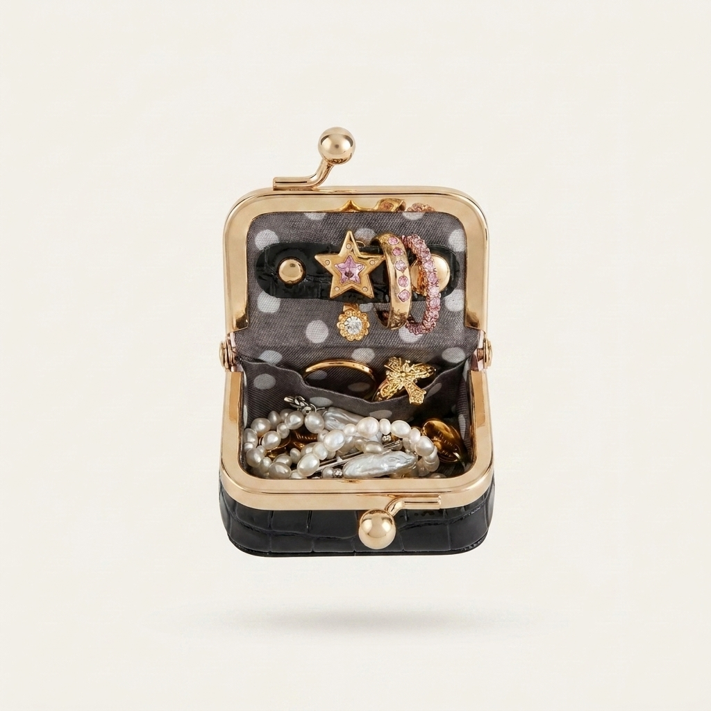 Mini Jewelry Pouch Noir Croc